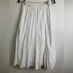 Alfred Dunner White Flowy Gauze Boho Skirt Coastal Resort Lined Cotton Size 10P